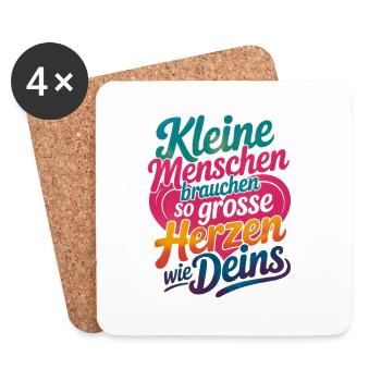 Kleine Menschen brauchen so große Herzen wie deins - Untersetzer (4er-Set) - Weiß - Vorne