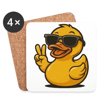 Coole Gummiente Sonnenbrille Peace Zeichen Ente Liebhaber - Untersetzer (4er-Set) - Weiß - Vorne