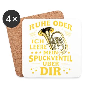 Tuba - Ruhe oder ich leere Spuckventil - Tubist - Untersetzer (4er-Set) - Weiß - Vorne