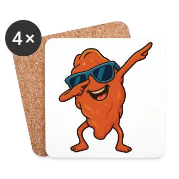 Lustige coole Dabbing Chicken Wing Cartoon Sonnenbrille - Untersetzer (4er-Set) - Weiß - Vorne