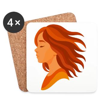 Portrait of a girl with red hair - Coasters (set of 4) - white - Front