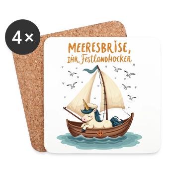 Naviguez licorne ahoy ! - Dessous de verre (lot de 4) - blanc - Devant
