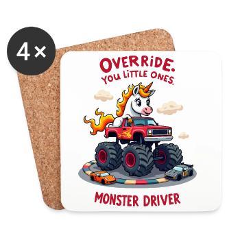 Monster Truck Licorne - Dessous de verre (lot de 4) - blanc - Devant