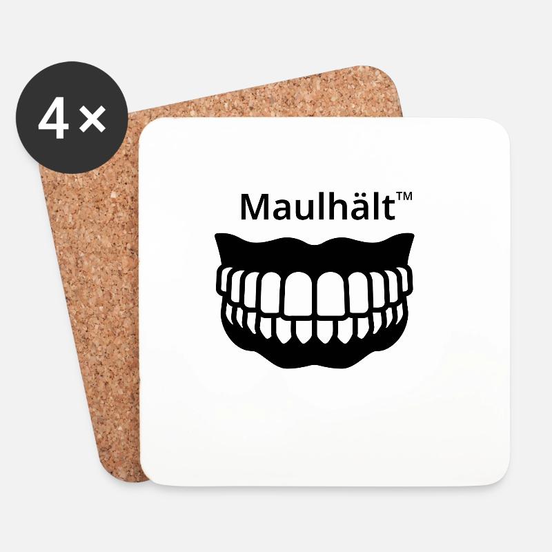 Schwarzer Minimalismus (Maulhält) - Untersetzer (4er-Set) - Weiß