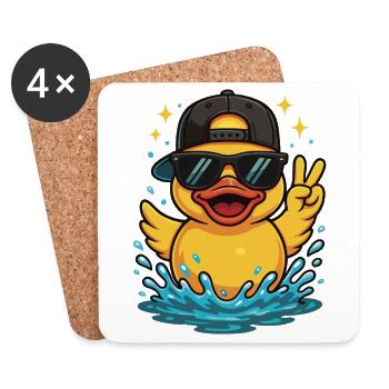 Coole Gummiente Sonnenbrille Peace Zeichen Wasser - Untersetzer (4er-Set) - Weiß - Vorne