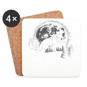 Wolf Tier Heulen Vollmond Wildnis Nacht - Untersetzer (4er-Set) - Weiß - Vorne