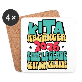 Kita Abgänger 2026 | Eine Legende geht vom Gelände - Untersetzer (4er-Set) - Weiß - Vorne