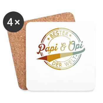 Bester Papi & Opi der Welt - Retro Look - Untersetzer (4er-Set) - Weiß - Vorne