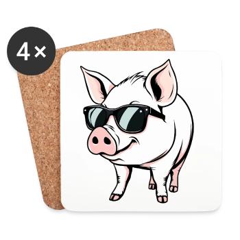 Pig - Coasters (set of 4) - white - Front