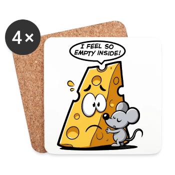 Fromage en crise existentielle 🧀🐭 - Dessous de verre (lot de 4) - blanc - Devant