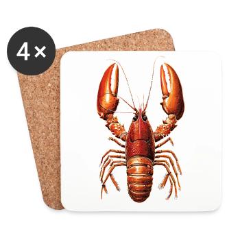 Lobster Crustaceans Large Crayfish Lobster Sweet Lobster - Coasters (set of 4) - white - Front