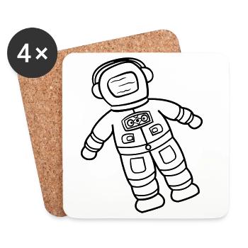 Astronaut Raumfahrer Doodle Weltraumforscher gezeichnet - Untersetzer (4er-Set) - Weiß - Vorne