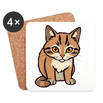 Katze - Untersetzer (4er-Set) - Weiß - Vorne