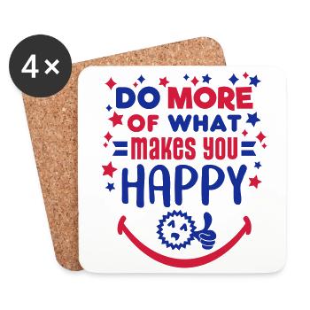 Make Happy (Schriftzug, Sterne) - Untersetzer (4er-Set) - Weiß - Vorne