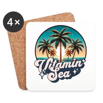 Vitamine Palmiers Mer Vacances Rétro Été Plage - Dessous de verre (lot de 4) - blanc - Devant