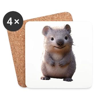 Wombat Australia Marsupial Cute Wombat - Coasters (set of 4) - white - Front