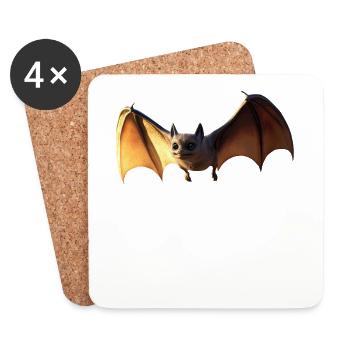 Chauve-souris renard volant vampire chauve-souris mignonne - Dessous de verre (lot de 4) - blanc - Devant