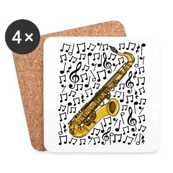 Saxophone Musical Notes Saxophonist Music Teacher - Coasters (set of 4) - white - Front
