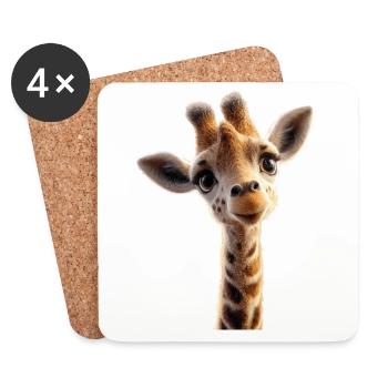 Girafe Afrique Amour Safari Nature sauvage Girafes mignonnes - Dessous de verre (lot de 4) - blanc - Devant