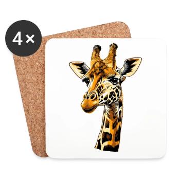 Girafe Afrique Amour Safari Nature sauvage Girafes mignonnes - Dessous de verre (lot de 4) - blanc - Devant