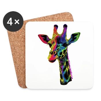Girafe Afrique Amour Safari Nature sauvage Girafes mignonnes - Dessous de verre (lot de 4) - blanc - Devant