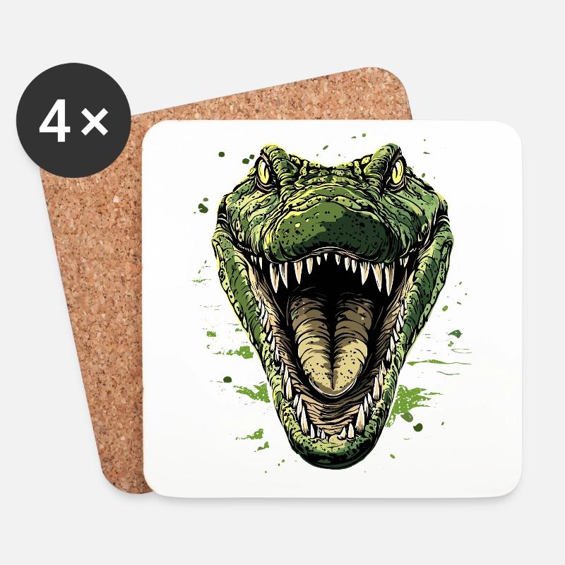 Krokodil Alligator Reptilien Kroko Liebe Krokodile - Untersetzer (4er-Set) - Weiß