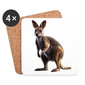 Wallaby Australia Outback Wild Sweet Kangaroo - Coasters (set of 4) - white - Front