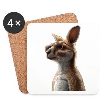 Wallaby Australia Outback Wild Sweet Kangaroo - Coasters (set of 4) - white - Front