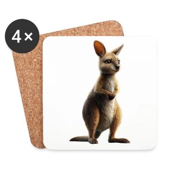 Wallaby Australia Outback Wild Sweet Kangaroo - Coasters (set of 4) - white - Front