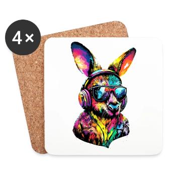 Wallaby Australia Outback Wild Sweet Kangaroo - Coasters (set of 4) - white - Front