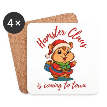 Hamster Claus - Untersetzer (4er-Set) - Weiß - Vorne