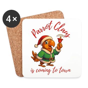 Perroquet Claus - Dessous de verre (lot de 4) - blanc - Devant