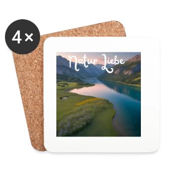 Natur Liebe Bergsee Landschaft - Untersetzer (4er-Set) - Weiß - Vorne
