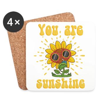 Strahlende Sonnenblume mit Sonnenbrille - Untersetzer (4er-Set) - Weiß - Vorne