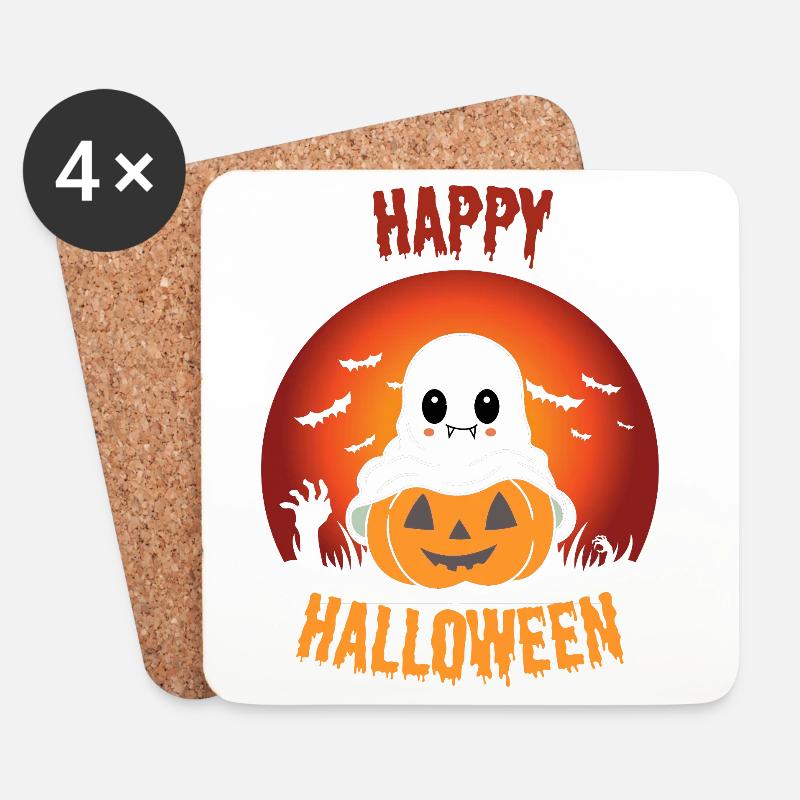 Halloween-Kobold - Untersetzer (4er-Set) - Weiß