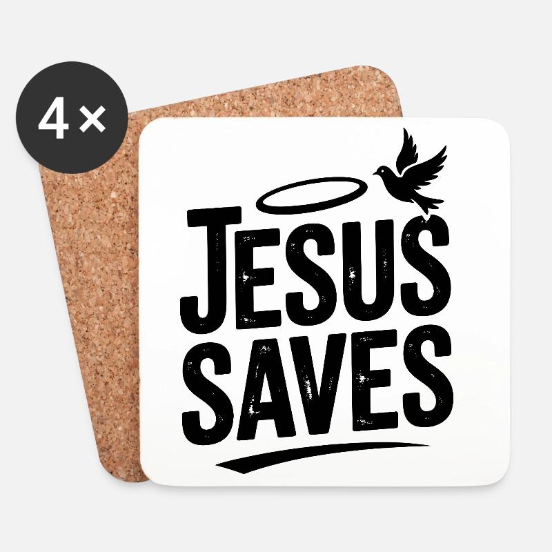 Jesus rettet - Untersetzer (4er-Set) - Weiß