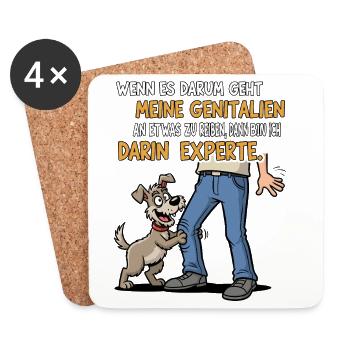 Reib-Experte Hund - Untersetzer (4er-Set) - Weiß - Vorne