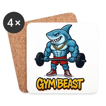 Muscles de requin, bodybuilder comique - Dessous de verre (lot de 4) - blanc - Devant
