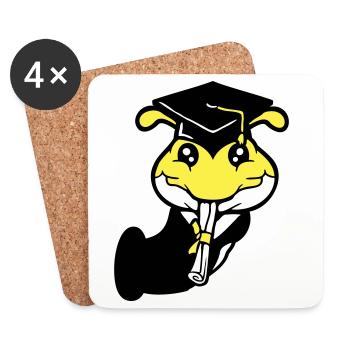 Loch Raupe Schulabschluss Abitur bestanden College - Untersetzer (4er-Set) - Weiß - Vorne