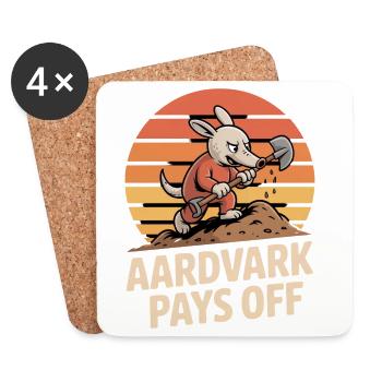 Aardvark paie fourmilier Motivation Retro - Dessous de verre (lot de 4) - blanc - Devant