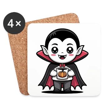 Motif citrouille vampire d'Halloween - Dessous de verre (lot de 4) - blanc - Devant