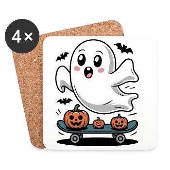 Ghost on Halloween skateboard - Coasters (set of 4) - white - Front