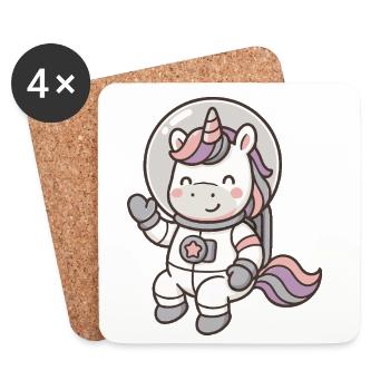 Adorable astronaute licorne aux couleurs pastel - Dessous de verre (lot de 4) - blanc - Devant