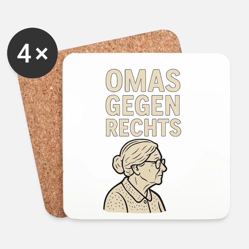 Anti-Rechts Statement Omas gegen rechts - Untersetzer (4er-Set) - Weiß