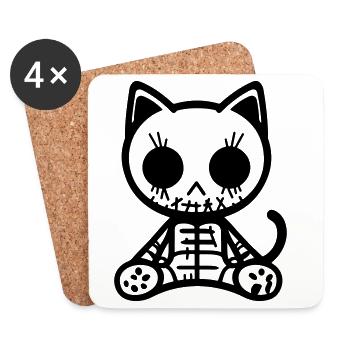 Katze Zombie - Untersetzer (4er-Set) - Weiß - Vorne
