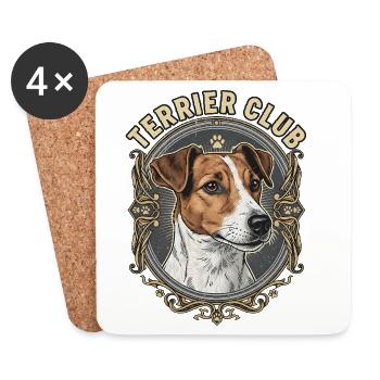 Jack Russell Terrier Club Vintage Portrait - Dessous de verre (lot de 4) - blanc - Devant