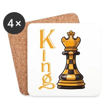 Schachkönig Eleganz - Untersetzer (4er-Set) - Weiß - Vorne
