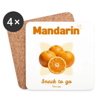 Mandarin Snack – Fruity Citrus Design - Coasters (set of 4) - white - Front
