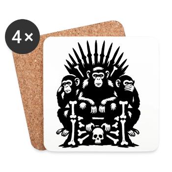Singes sur le trône du crâne et des os - Dessous de verre (lot de 4) - blanc - Devant