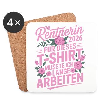 Pensioner 2026 Floral Design Pension Saying - Coasters (set of 4) - white - Front